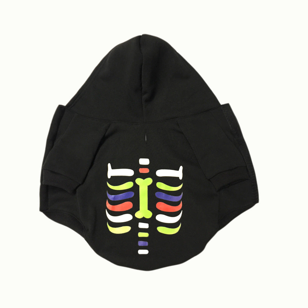 HKM-9470269 Holiday Dress Coat and Cotton Sweater for Small and Medium-sized Dogs in Halloween Bones Design