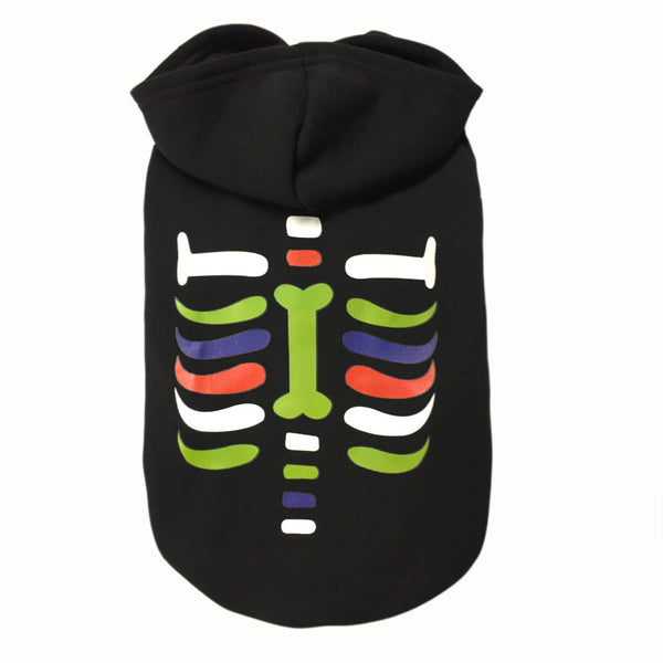 HKM-9470269 Holiday Dress Coat and Cotton Sweater for Small and Medium-sized Dogs in Halloween Bones Design