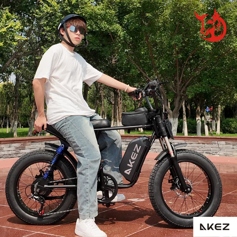 HKM-947091 Akez X7 48V 750W Dual Suspension Fat Tire Electric Bike with 18.2Ah Lithium Battery