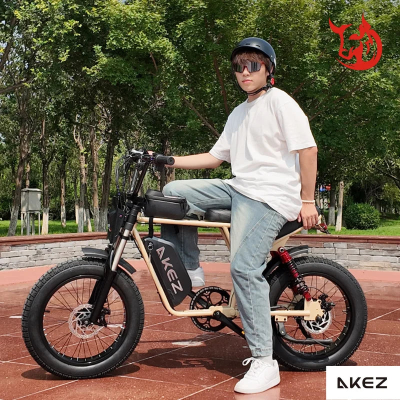HKM-947091 Akez X7 48V 750W Dual Suspension Fat Tire Electric Bike with 18.2Ah Lithium Battery