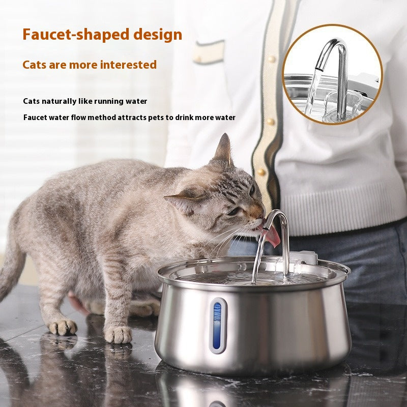 HKM-9471037 4L Stainless Steel Pet Water Dispenser with USB Interface and Various Faucet Options