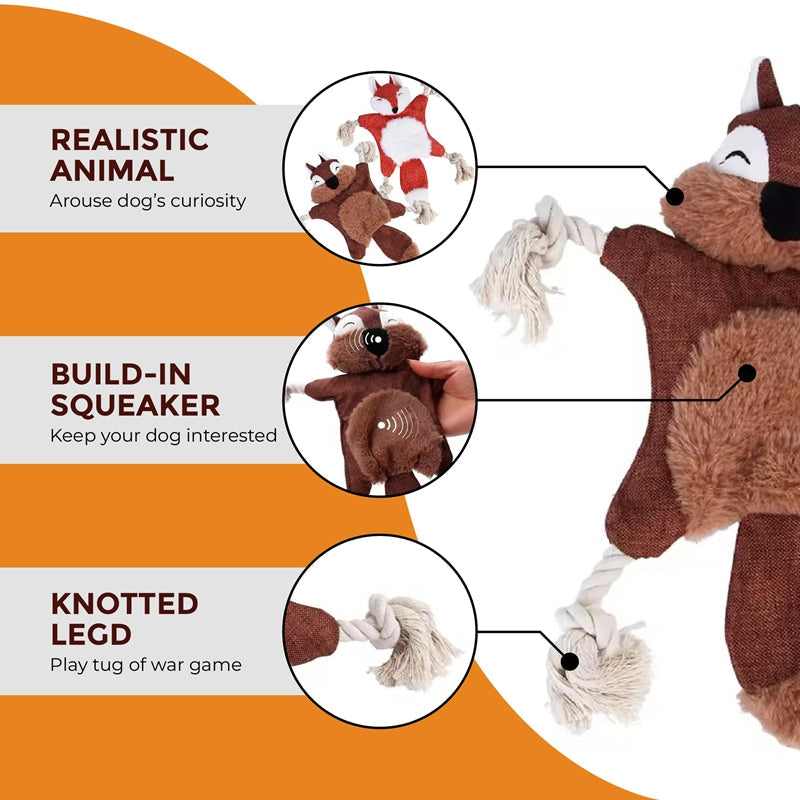 HKM-9472573 Durable Plush Dog and Cat Toys - Squeaky Animal Chew Toys for All Breeds