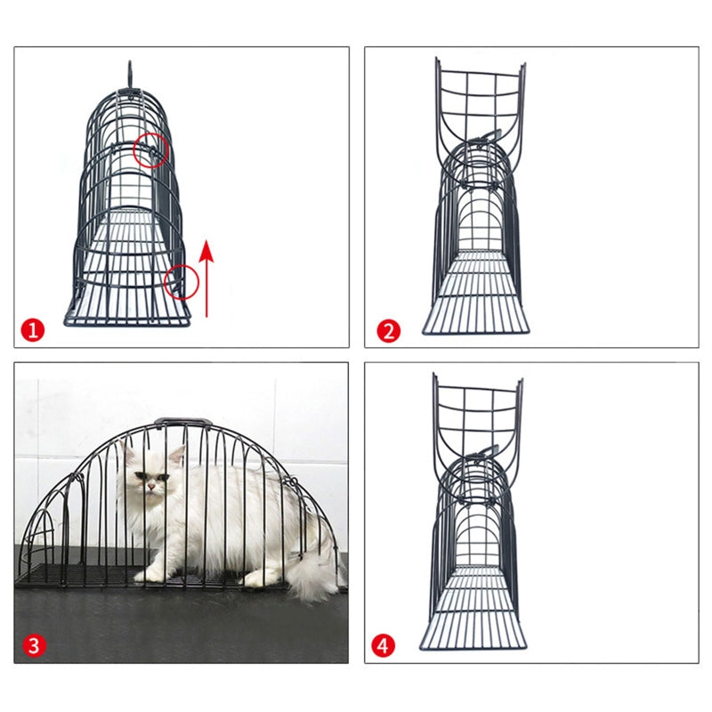 HKM-9472829 Stainless Steel Cat Bath and Transport Cage for Pets Under 3 kg - Compact Size 46.5*14*17.5cm