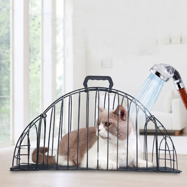 HKM-9472829 Stainless Steel Cat Bath and Transport Cage for Pets Under 3 kg - Compact Size 46.5*14*17.5cm