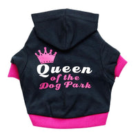 HKM-9473341 Hooded Cotton T-Shirt for Small Dogs - Comfortable Leisure Wear in Black with Rose Red Edging