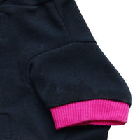 HKM-9473341 Hooded Cotton T-Shirt for Small Dogs - Comfortable Leisure Wear in Black with Rose Red Edging