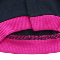 HKM-9473341 Hooded Cotton T-Shirt for Small Dogs - Comfortable Leisure Wear in Black with Rose Red Edging