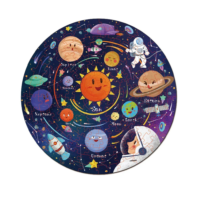 HKM-947347 150-Piece Round Jigsaw Puzzle for Children - Educational and Creative Brain Development Toy in Gift Box