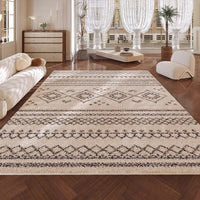 HKM-947411 Geometric Pattern Polyester Fiber Artificial Cashmere Carpet in Persian Gulf Colors