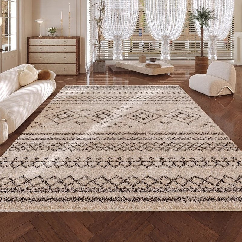 HKM-947411 Geometric Pattern Polyester Fiber Artificial Cashmere Carpet in Persian Gulf Colors
