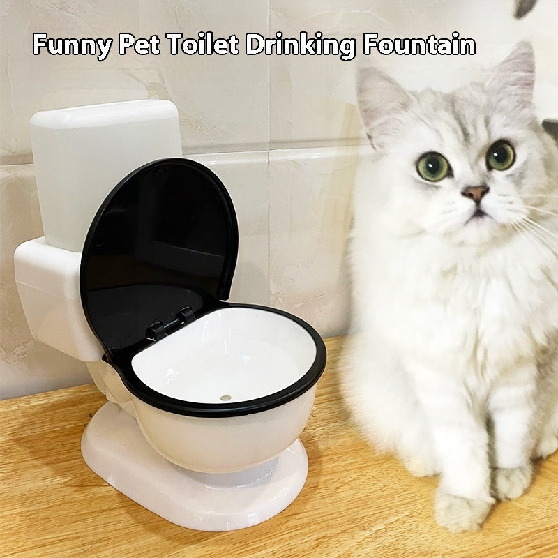 HKM-9474237 Automatic Flowing Cat Water Fountain in White - Plug-Free Design