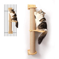 HKM-9474621 Wooden Cat Climbing Frame with Flax Cordage Wall Jumping Platform