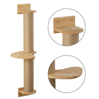 HKM-9474621 Wooden Cat Climbing Frame with Flax Cordage Wall Jumping Platform
