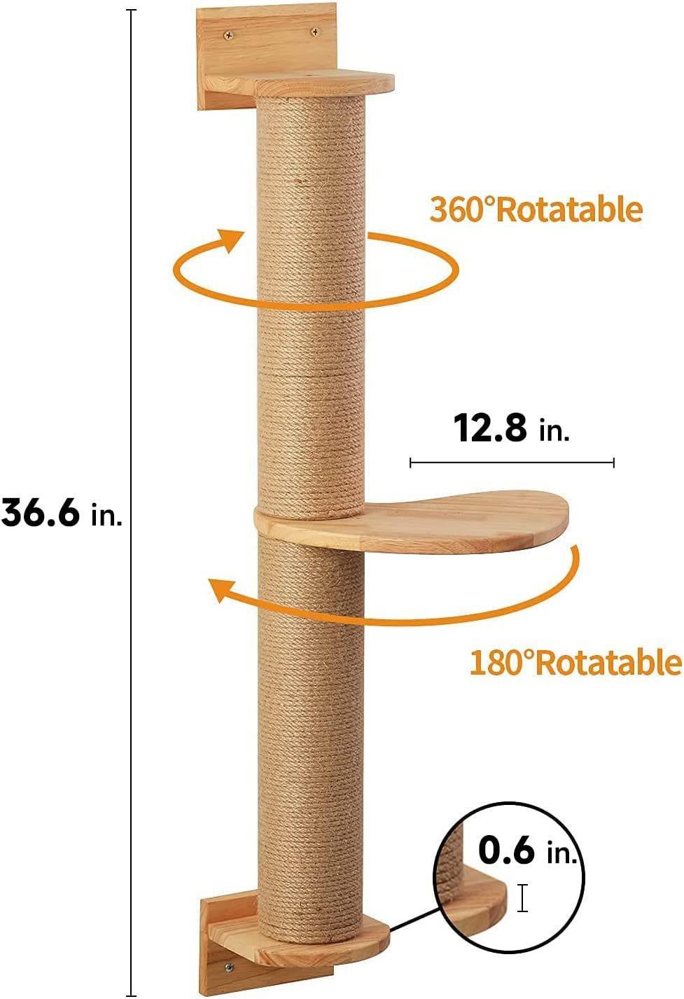HKM-9474621 Wooden Cat Climbing Frame with Flax Cordage Wall Jumping Platform