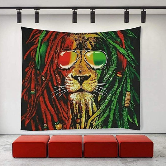 HKM-947475 Lion King Tapestry Wall Art - Polyester Hippie Style European Decor