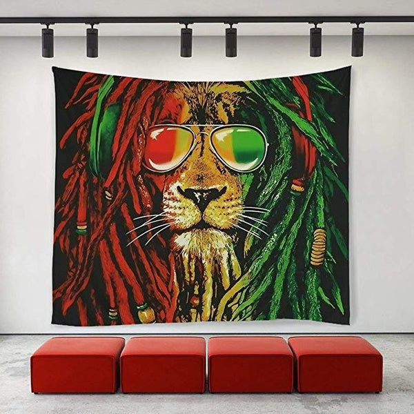 HKM-947475 Lion King Tapestry Wall Art - Polyester Hippie Style European Decor