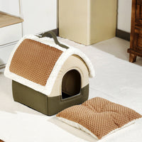 HKM-9475005 Foldable Dog House Kennel Bed Mat for Small and Medium Pets, Winter Warm Cat Nest, Puppy Cave Sofa