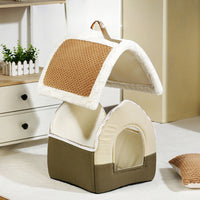 HKM-9475005 Foldable Dog House Kennel Bed Mat for Small and Medium Pets, Winter Warm Cat Nest, Puppy Cave Sofa
