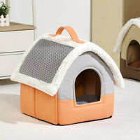 HKM-9475005 Foldable Dog House Kennel Bed Mat for Small and Medium Pets, Winter Warm Cat Nest, Puppy Cave Sofa