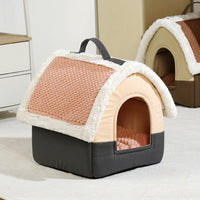 HKM-9475005 Foldable Dog House Kennel Bed Mat for Small and Medium Pets, Winter Warm Cat Nest, Puppy Cave Sofa