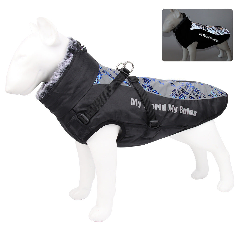 HKM-9475389 Reflective Padded Coat for Pets - Waterproof Cotton in Various Colors and Sizes