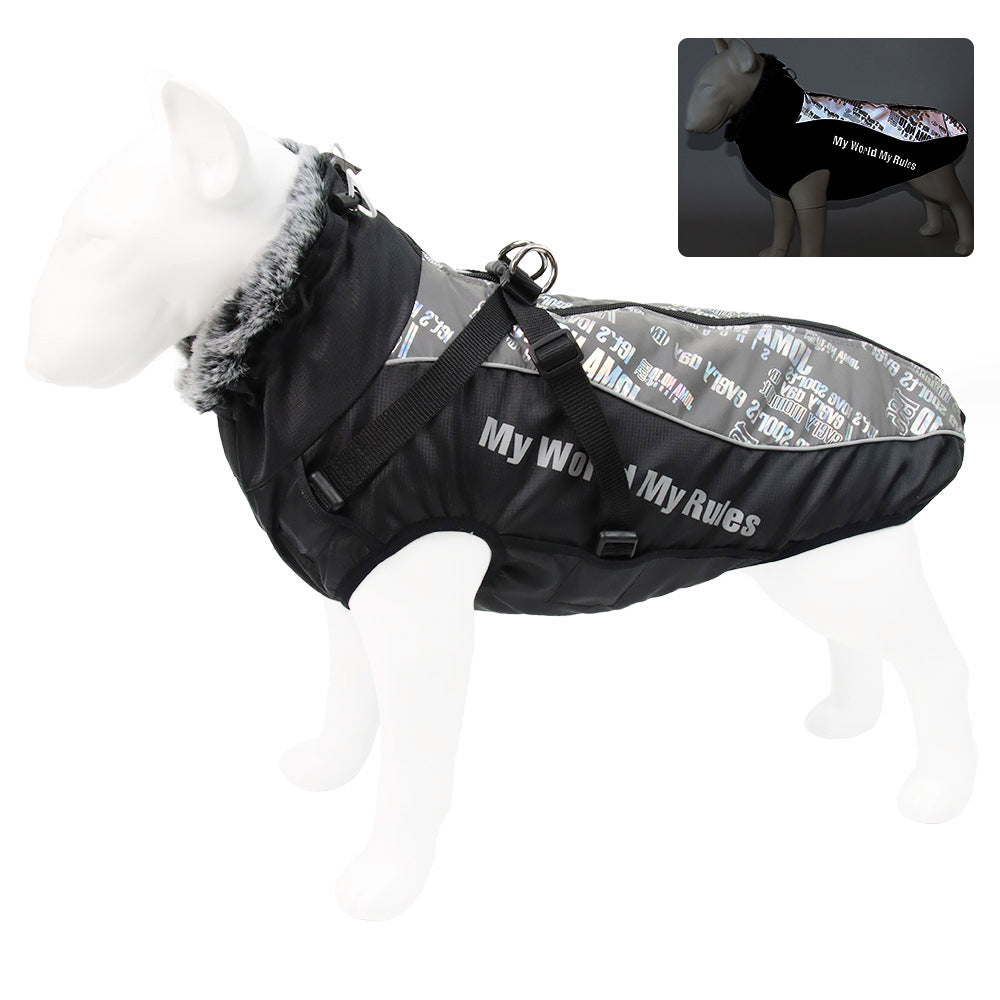 HKM-9475389 Reflective Padded Coat for Pets - Waterproof Cotton in Various Colors and Sizes