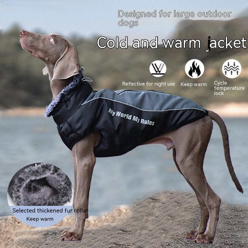 HKM-9475389 Reflective Padded Coat for Pets - Waterproof Cotton in Various Colors and Sizes