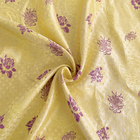 HKM-947603 Handmade Yellow Nylon Satin Fabric for DIY Projects - 90cm Wide Brocade for Clothing, Decor, and Accessories