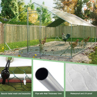 HKM-9476413 Large Walk-in Chicken Coop with Galvanized Wire, Waterproof and UV-Resistant Cover, 10' L x 20' W x 6.56' H