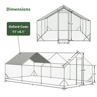 HKM-9476413 Large Walk-in Chicken Coop with Galvanized Wire, Waterproof and UV-Resistant Cover, 10' L x 20' W x 6.56' H