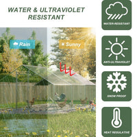 HKM-9476413 Large Walk-in Chicken Coop with Galvanized Wire, Waterproof and UV-Resistant Cover, 10' L x 20' W x 6.56' H