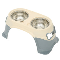 HKM-9476925 Stainless Steel Dog and Cat Feeding Bowl with Anti-Overturn Design, Double Bowl in Multiple Color Options