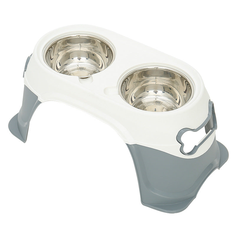 HKM-9476925 Stainless Steel Dog and Cat Feeding Bowl with Anti-Overturn Design, Double Bowl in Multiple Color Options