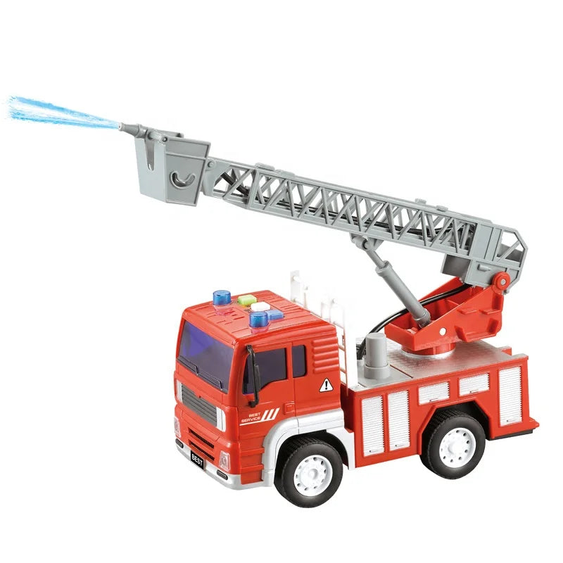HKM-947731 Friction Fire Truck Toy with Light and Sound Features for Kids Ages 2-7