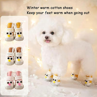 HKM-9477565 Warm Thick Cotton Dog Booties with Anti-Slip Sole for Winter Adventures