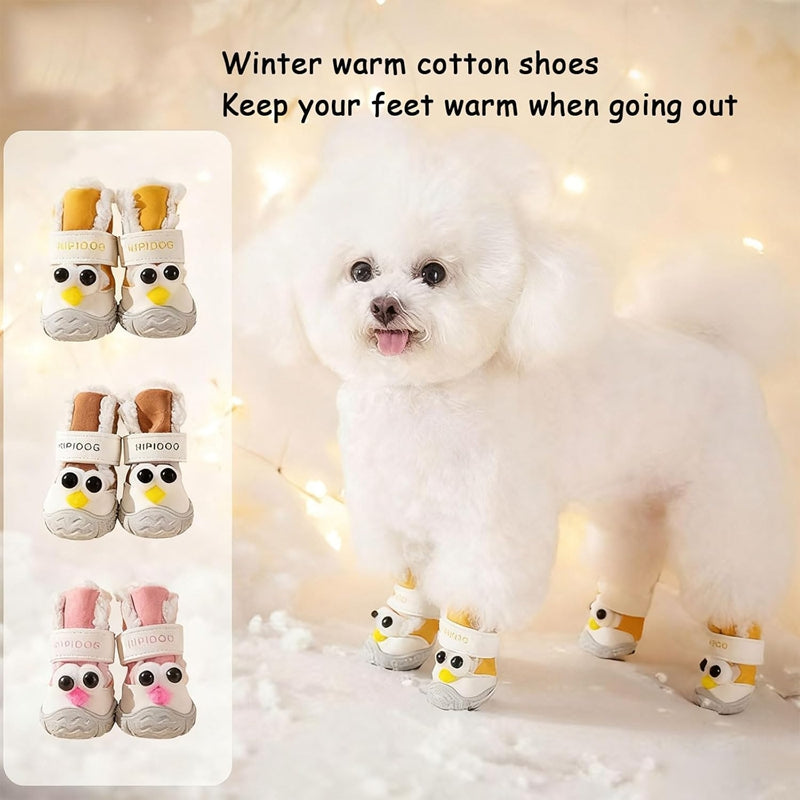 HKM-9477565 Warm Thick Cotton Dog Booties with Anti-Slip Sole for Winter Adventures