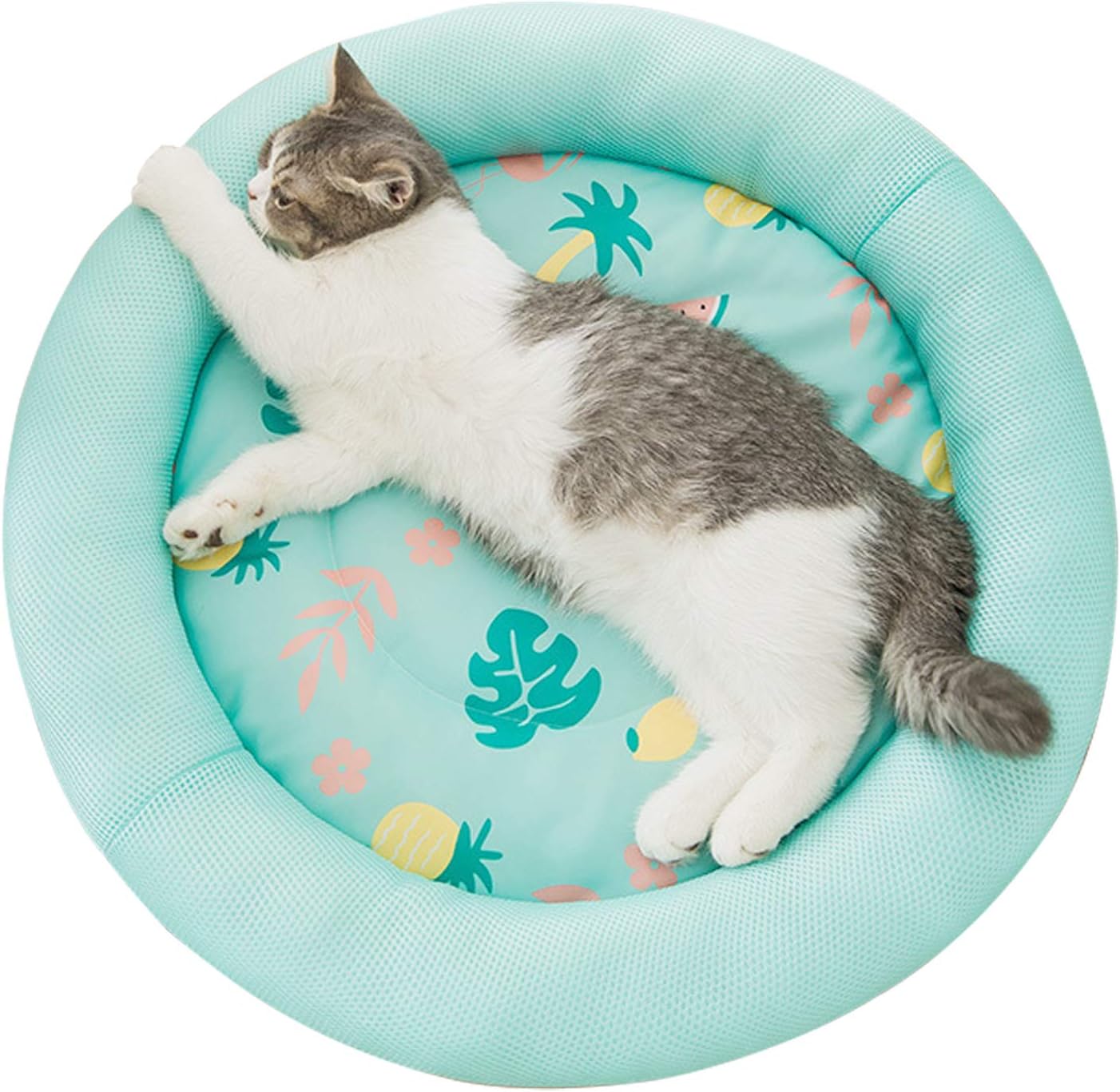 HKM-9478205 Cooling Dog Bed - Soft Summer Ice Pet Cushion, Round Breathable Mat with Waterproof Cover and Non-Slip Bottom, Washable Design