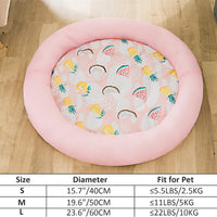 HKM-9478205 Cooling Dog Bed - Soft Summer Ice Pet Cushion, Round Breathable Mat with Waterproof Cover and Non-Slip Bottom, Washable Design