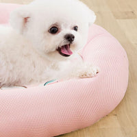 HKM-9478205 Cooling Dog Bed - Soft Summer Ice Pet Cushion, Round Breathable Mat with Waterproof Cover and Non-Slip Bottom, Washable Design