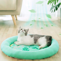 HKM-9478205 Cooling Dog Bed - Soft Summer Ice Pet Cushion, Round Breathable Mat with Waterproof Cover and Non-Slip Bottom, Washable Design
