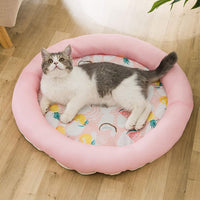HKM-9478205 Cooling Dog Bed - Soft Summer Ice Pet Cushion, Round Breathable Mat with Waterproof Cover and Non-Slip Bottom, Washable Design