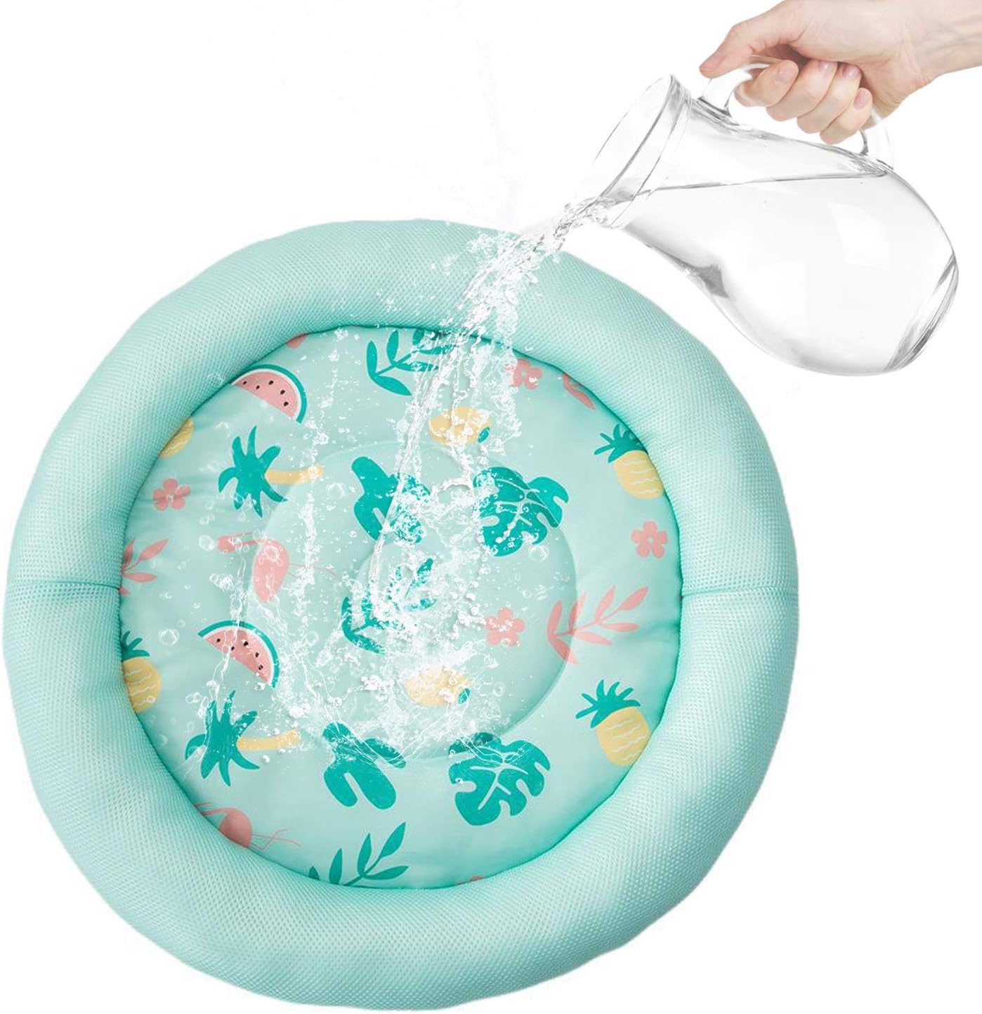HKM-9478205 Cooling Dog Bed - Soft Summer Ice Pet Cushion, Round Breathable Mat with Waterproof Cover and Non-Slip Bottom, Washable Design