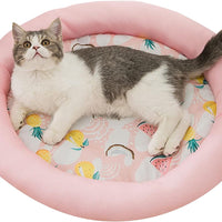 HKM-9478205 Cooling Dog Bed - Soft Summer Ice Pet Cushion, Round Breathable Mat with Waterproof Cover and Non-Slip Bottom, Washable Design