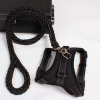 HKM-9480509 Reflective Nylon Dog Harness and Leash Set for Medium to Large Dogs - Padded and Safe for Travel