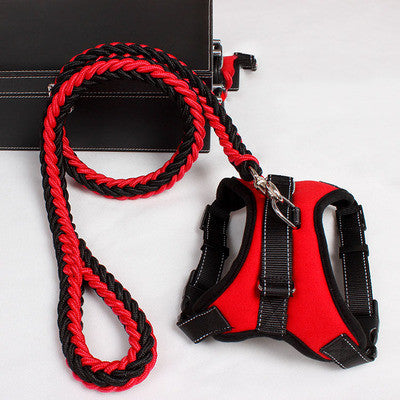 HKM-9480509 Reflective Nylon Dog Harness and Leash Set for Medium to Large Dogs - Padded and Safe for Travel