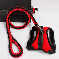 HKM-9480509 Reflective Nylon Dog Harness and Leash Set for Medium to Large Dogs - Padded and Safe for Travel
