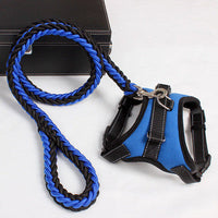 HKM-9480509 Reflective Nylon Dog Harness and Leash Set for Medium to Large Dogs - Padded and Safe for Travel