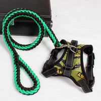 HKM-9480509 Reflective Nylon Dog Harness and Leash Set for Medium to Large Dogs - Padded and Safe for Travel