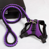 HKM-9480509 Reflective Nylon Dog Harness and Leash Set for Medium to Large Dogs - Padded and Safe for Travel