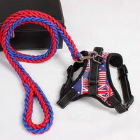 HKM-9480509 Reflective Nylon Dog Harness and Leash Set for Medium to Large Dogs - Padded and Safe for Travel